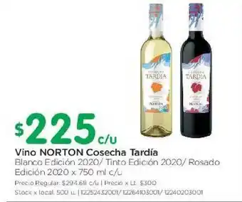 Norton Cosecha Tardía Vino x 750ml c/u