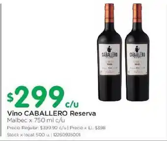 Jumbo Caballero Reserva Vino x 750ml c/u oferta