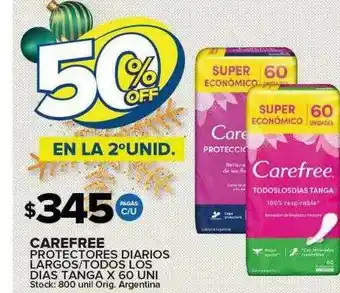 Carrefour Maxi Carefree Protectores Diarios Largos Todos Los Dias Tanga 50% Off En La 2°unid. oferta