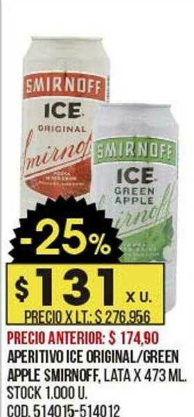 Coto Aperitivo Ice Original Green Apple Smirnoff oferta