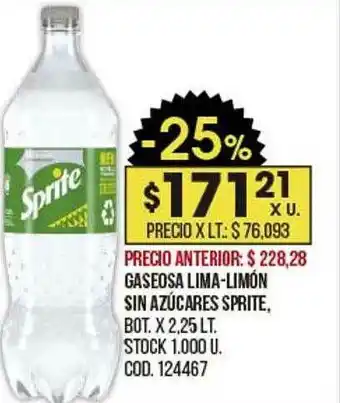Coto Gaseosa Lima-limón Sin Azúcares Sprite oferta