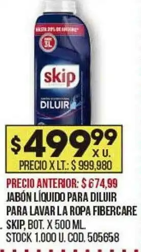 Coto Jabón Líquido Para Diluir Para Lavar La Ropa Fibercare Skip oferta
