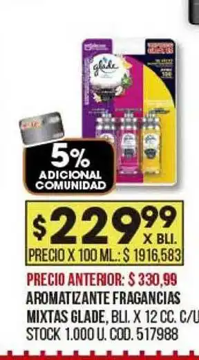 Coto Aromatizante Fragancias Mixtas Glade oferta