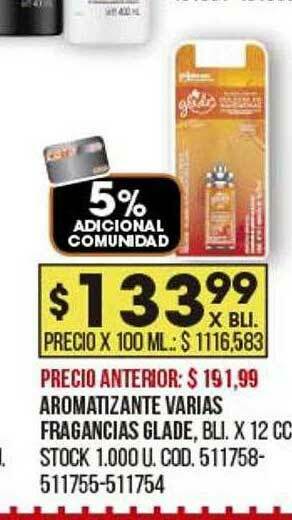 Coto Aromatizante Varias Fragancias Glade oferta