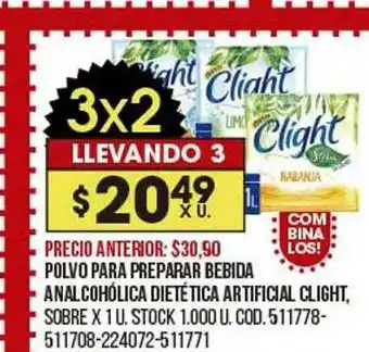 Coto Polvo Para Preparar Bebida Analcohólica Deitética Artificial Clight Sobre oferta