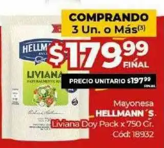Diarco Mayonesa Hellmann's Liviana Doy Pack oferta