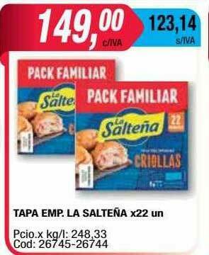 Maxiconsumo Tapa Emp. La Salteña oferta