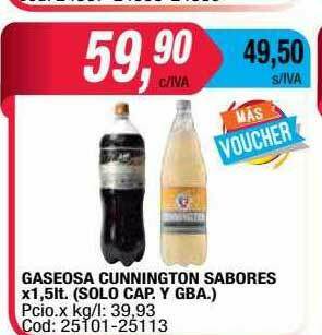 Maxiconsumo Gaseosa Cunnington Sabores oferta