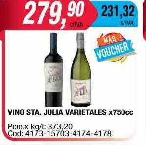 Maxiconsumo Vino Sta. Julia Varietales oferta