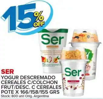 Carrefour Maxi 15% Off Ser Yogur Descremado Cereales C/Colchon Frut/Desc. C Cereales Pote x 166/158/155 grs oferta
