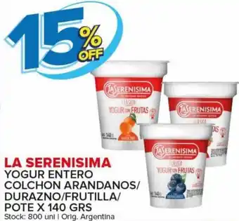 Carrefour Maxi 15% Off La Serenisima Yogur Entero Colchon Arandanos/ Durazno/Frutilla/Pote x 140 grs oferta