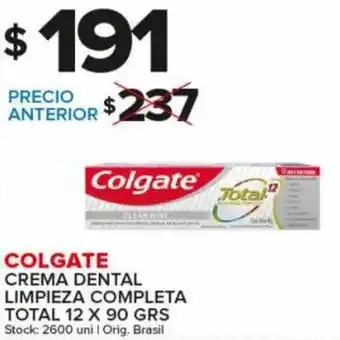 Carrefour Maxi Colgate Crema Dental Limpieza Completa Total 12 x 90 grs oferta