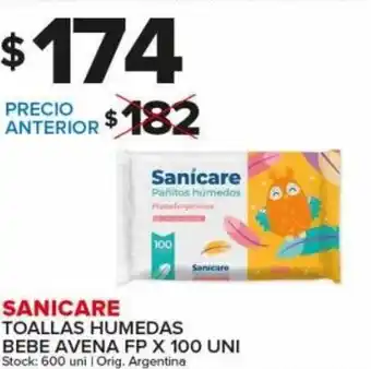 Carrefour Maxi Sanicare Toallas Humedas Bebe Avena FP x 100 Uni oferta