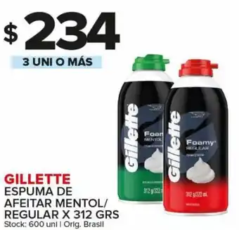 Carrefour Maxi Gillette Espuma De Afeitar Mentol/Regular x 312 grs 3 Uni o Más oferta