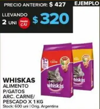 Carrefour Maxi Whiskas Alimento P/Gatos Arc. Carne/Pescado x 1 kg oferta