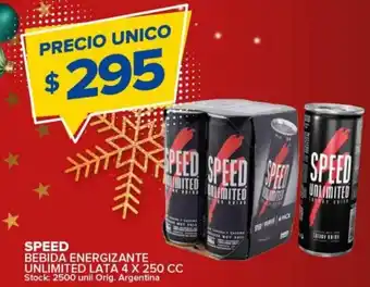 Carrefour Maxi Speed Bebida Energizante Unlimited Lata 4 x 250 cc oferta