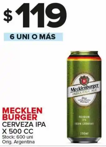 Carrefour Maxi Mecklen Burger Cerveza IPA x 500 cc oferta