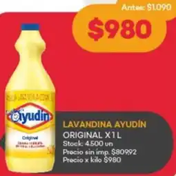 Supermercados Tadicor Ayudin lavandina original oferta