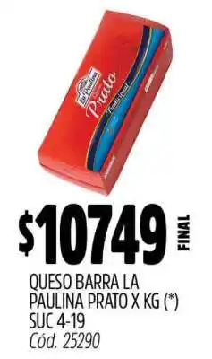 Supermercados Yaguar Queso Barra La Paulina Prato oferta