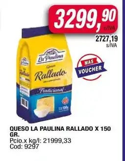 Maxiconsumo QUESO LA PAULINA RALLADO X 150 GR oferta