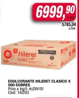Maxiconsumo Edulcorante Hileret Clasico x 500 Sobres oferta