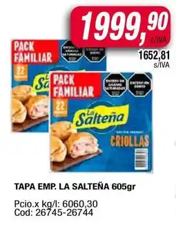 Maxiconsumo TAPA EMP. LA SALTEÑA 605gr oferta