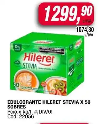 Maxiconsumo EDULCORANTE HILERET STEVIA X 50 SOBRES oferta