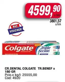 Maxiconsumo CR.DENTAL COLGATE TR.BENEF x 180 GR oferta
