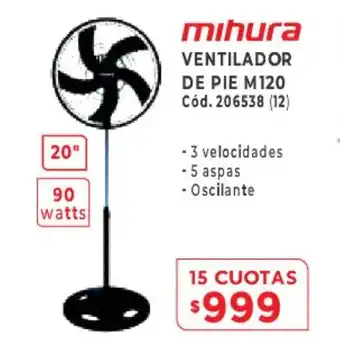 Naldo Lombardi Mihura Ventilador De Pie M120 15 Cuotas oferta