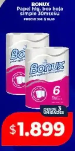 Supermayorista Vital Bonux papel hig, bco hoja simple oferta
