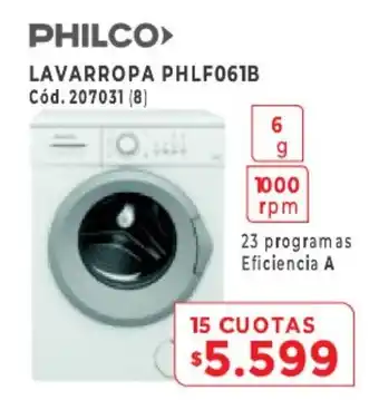 Naldo Lombardi Philco Lavarropa PHLF061B 15 Cuotas oferta