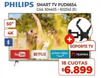 Naldo Lombardi Philips Smart TV PUD6654 18 Cuotas oferta