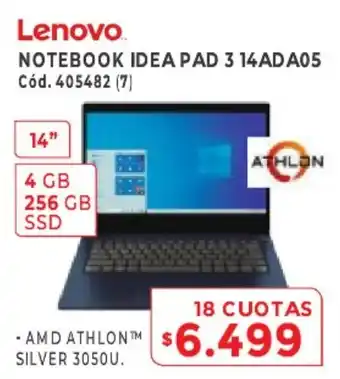 Naldo Lombardi Lenovo Notebook IdeaPad 3 14ADA05 18 Cuotas oferta