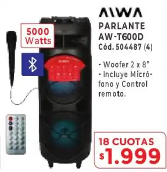 Naldo Lombardi Aiwa Parlante AW-T600D 18 Cuotas oferta