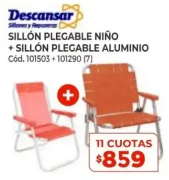 Naldo Lombardi Descansar Sillón Plegable Niño + Sillón Plegable Aluminio 11 Cuotas oferta