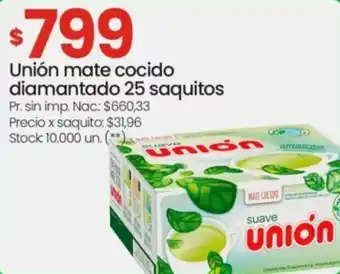Changomas Unión mate cocido diamantado oferta