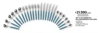 Carrefour Habitual set x 24 cubiertos en contenedor con tapa oferta