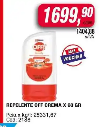 Maxiconsumo REPELENTE OFF CREMA X 60 GR oferta