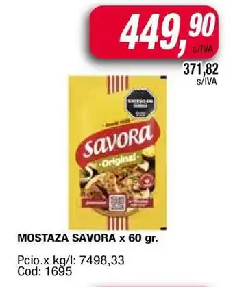 Maxiconsumo MOSTAZA SAVORA x 60 gr oferta