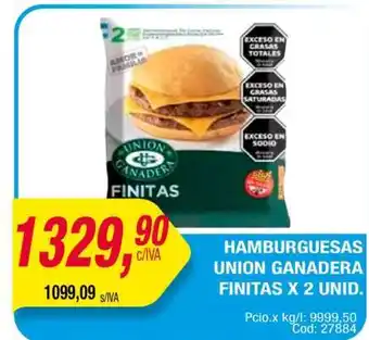 Maxiconsumo HAMBURGUESAS UNION GANADERA FINITAS X 2 UNID oferta