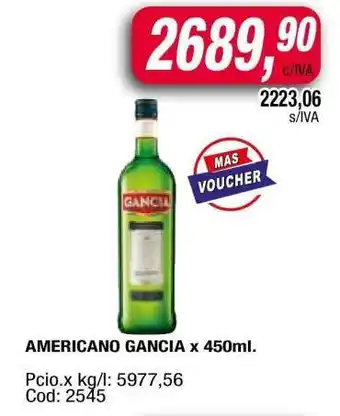 Maxiconsumo AMERICANO GANCIA x 450ml oferta