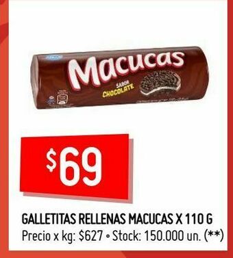 Changomas Galletitas rellenas macucas x 110 g oferta