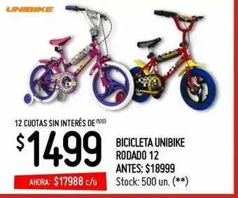 Changomas Bicicleta unibike rodado 12 oferta