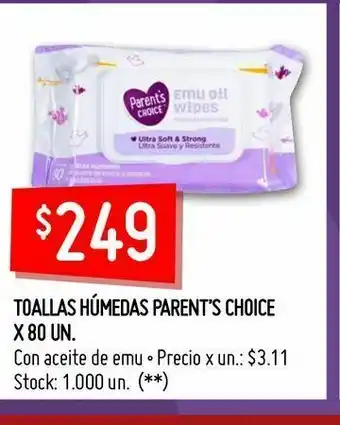 Changomas Toallas húmedas parent’s choice x 80 un. oferta