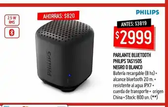 Changomas Parlante bluetooth philips tas1505 negro o blanco oferta