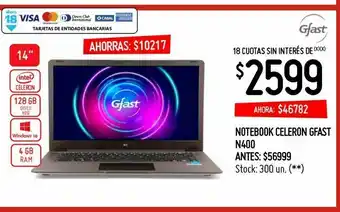 Changomas Notebook celeron gfast n400 oferta