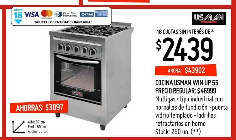 Cocina usman win up 55 oferta en Changomas