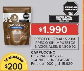 Carrefour Market Cappuccino Doy Pack x 125 g 'Carrefour Classic' oferta