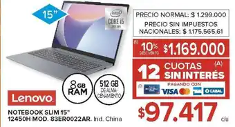Carrefour Lenovo Notebook Slim 15 oferta