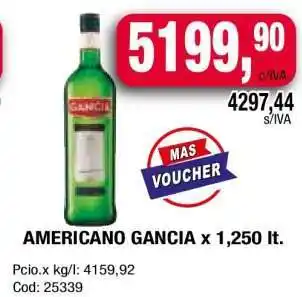 Maxiconsumo AMERICANO GANCIA x 1,250 lt oferta